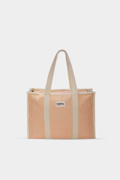 Oscar coral woven tote bag