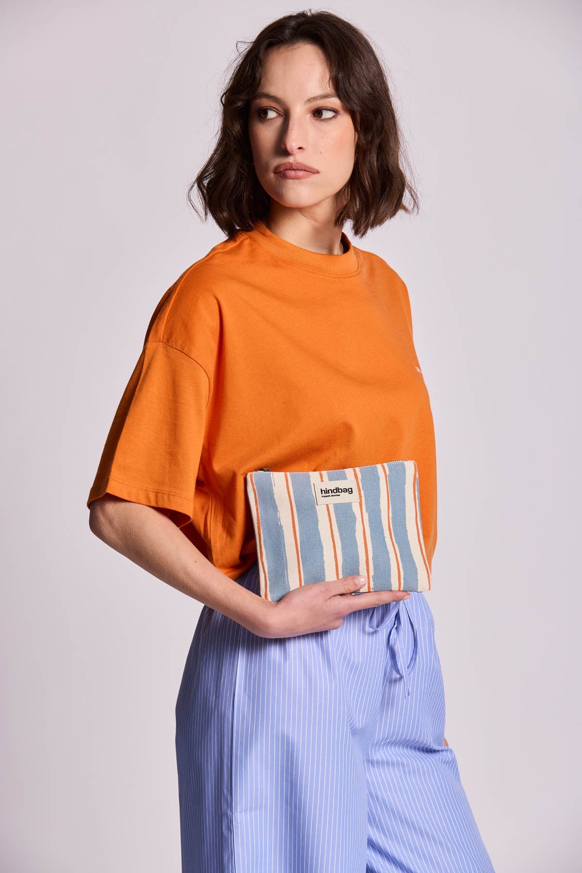 Lou Pouch Orange and Blue Stripes
