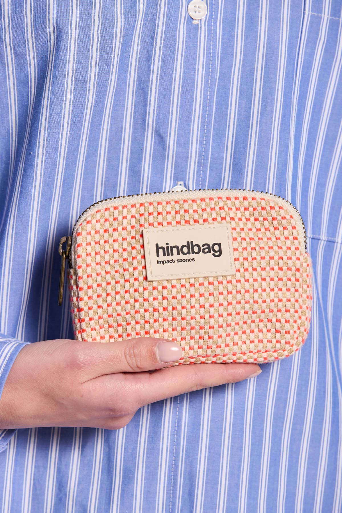 Lili coral woven Coin Purse