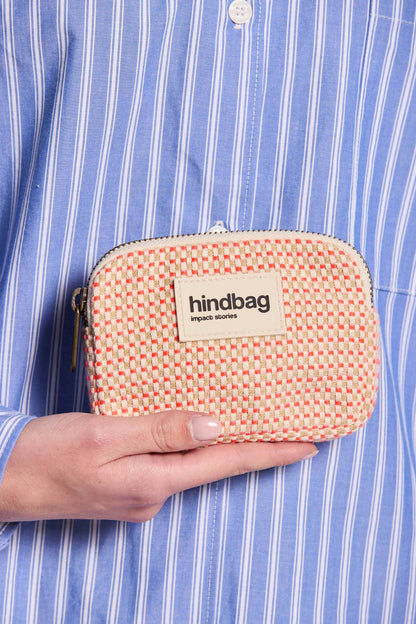 Lili coral woven Coin Purse