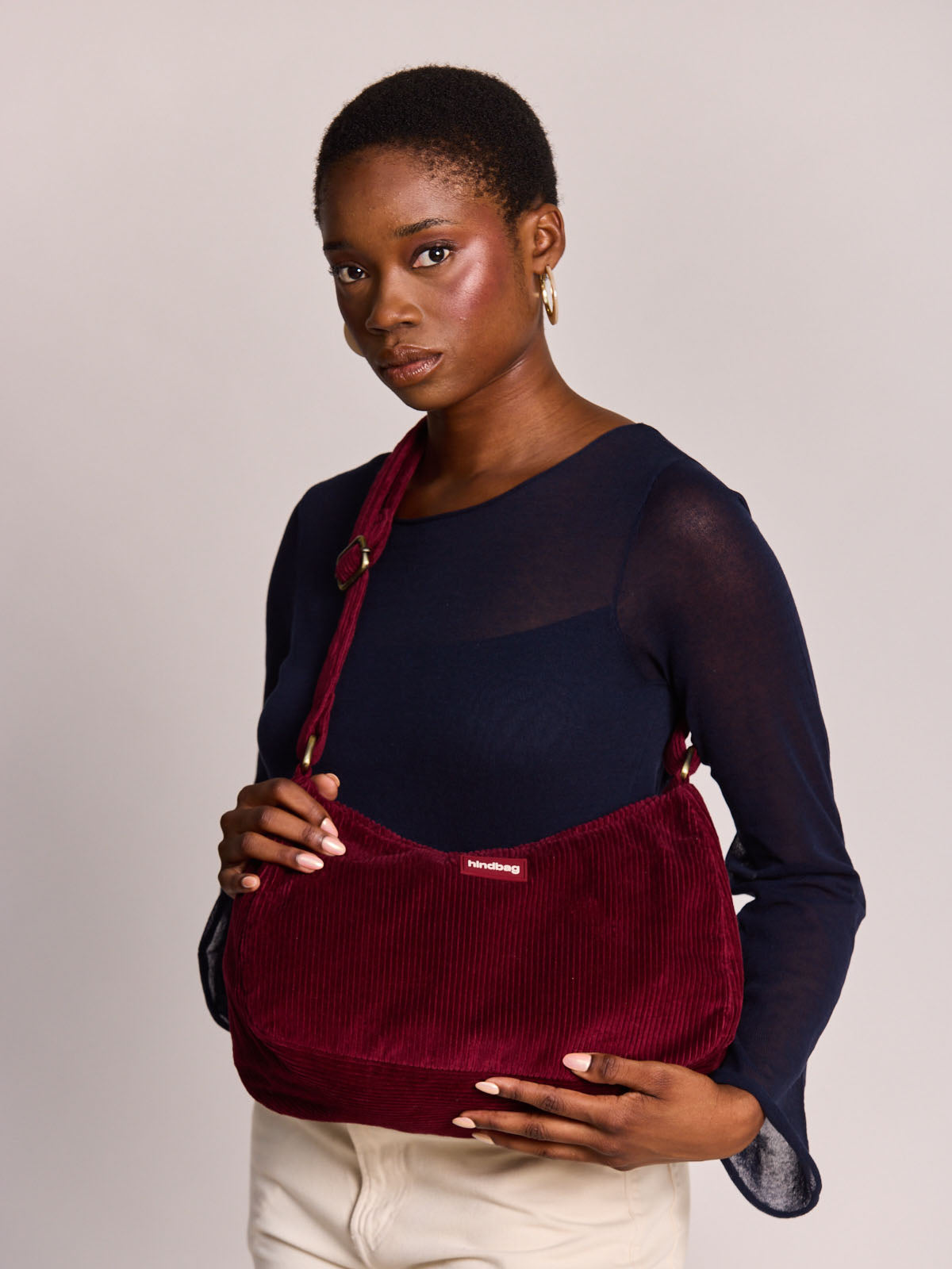 Rosa burgundy corduroy Crossbody Bag