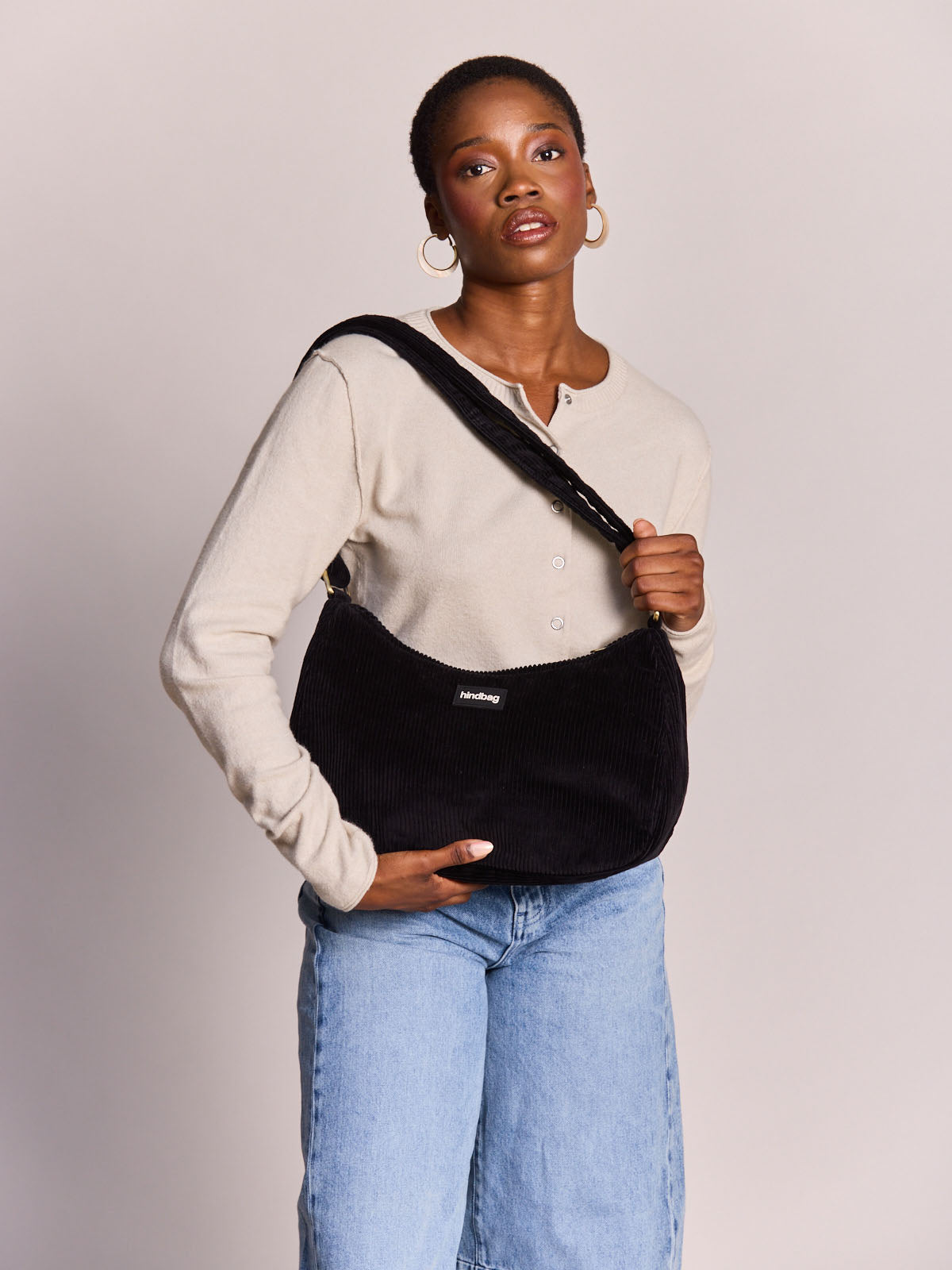 Rosa black corduroy Crossbody Bag