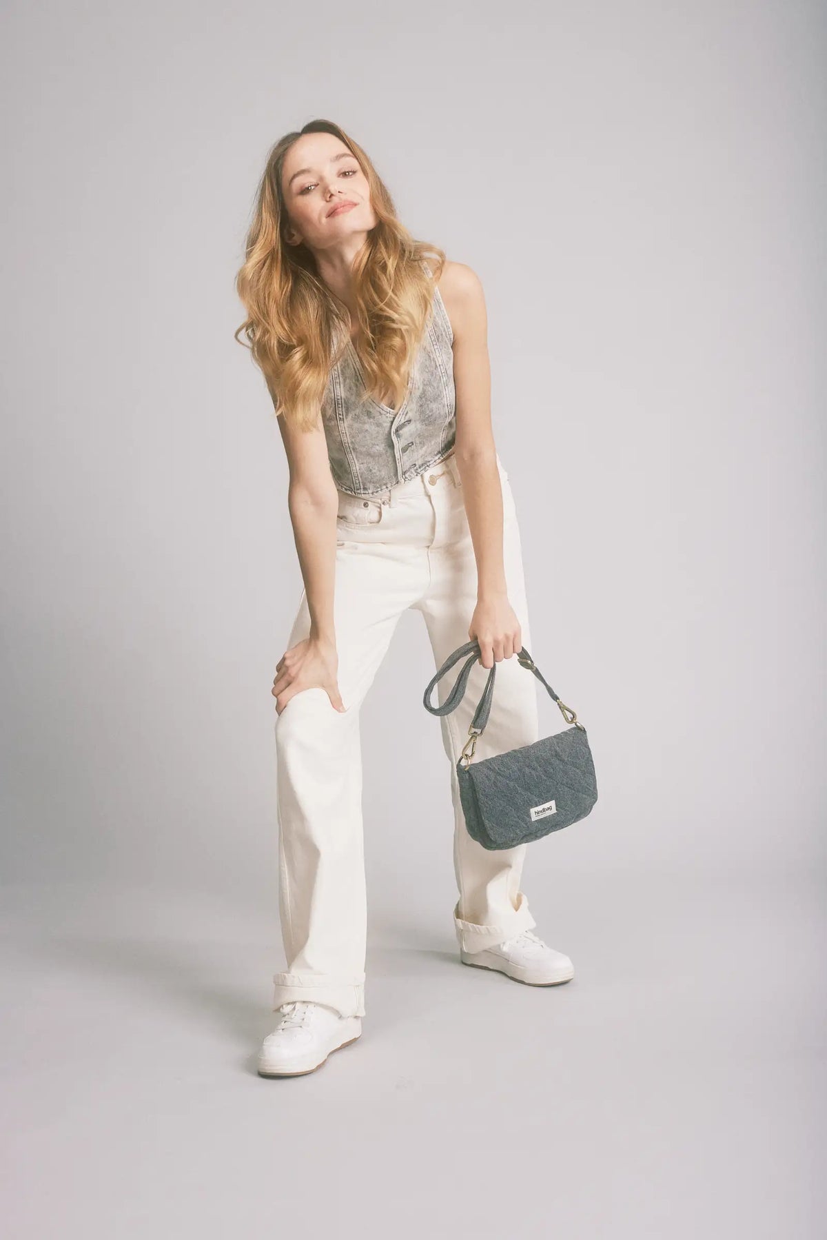 Margault Denim Gray quilted handbag
