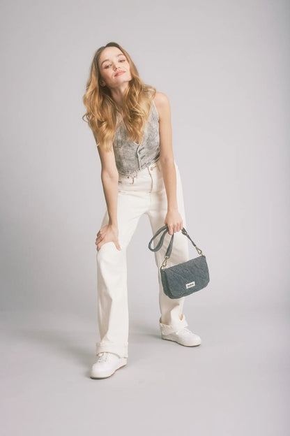 Margault Denim Gray quilted handbag