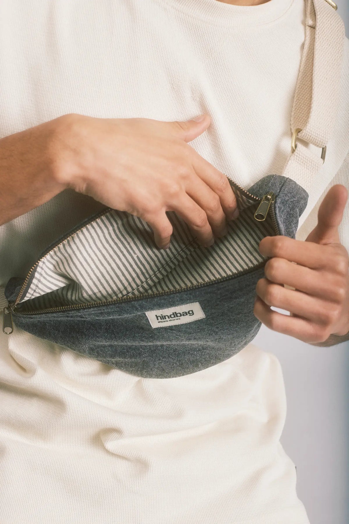 Olivia Denim Gray Belt Bag