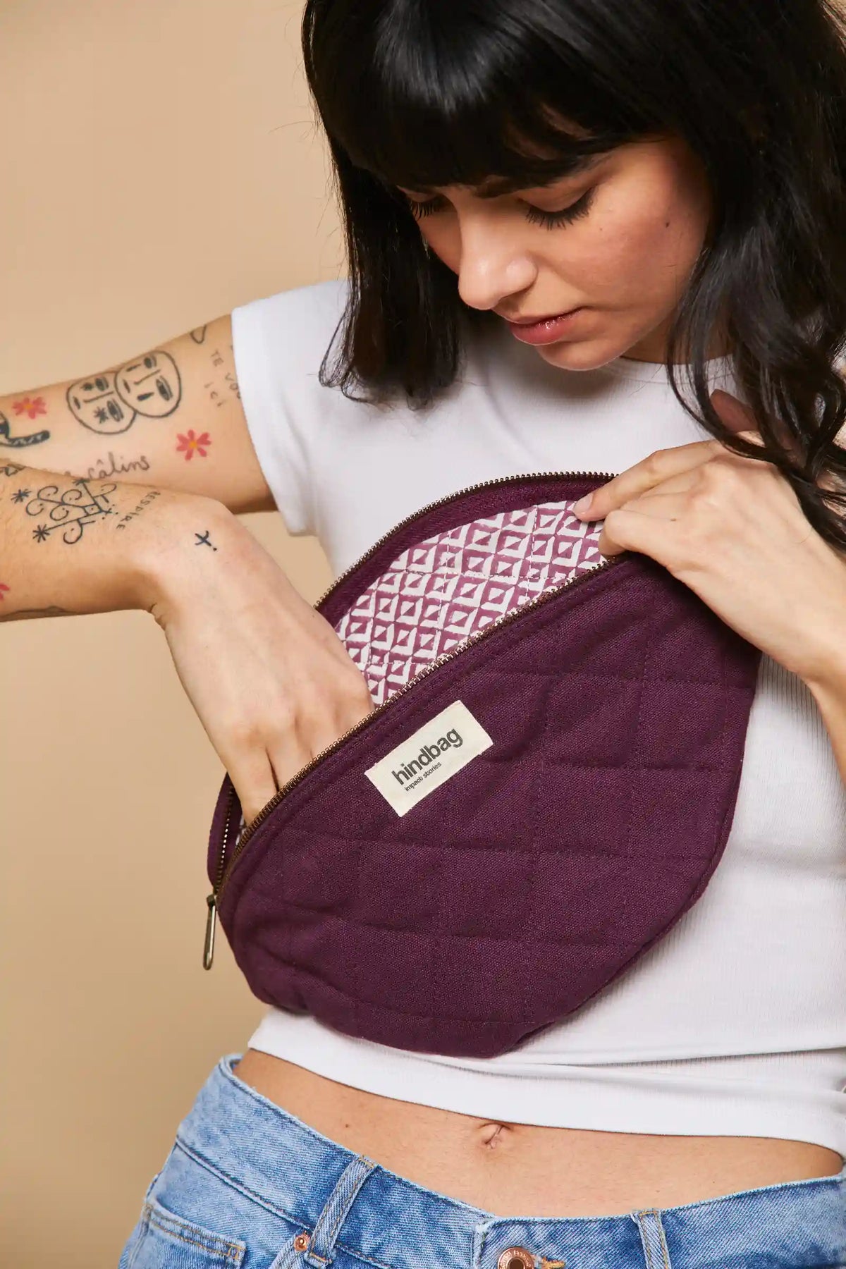 Olivia Plum Quilted Belt Bag