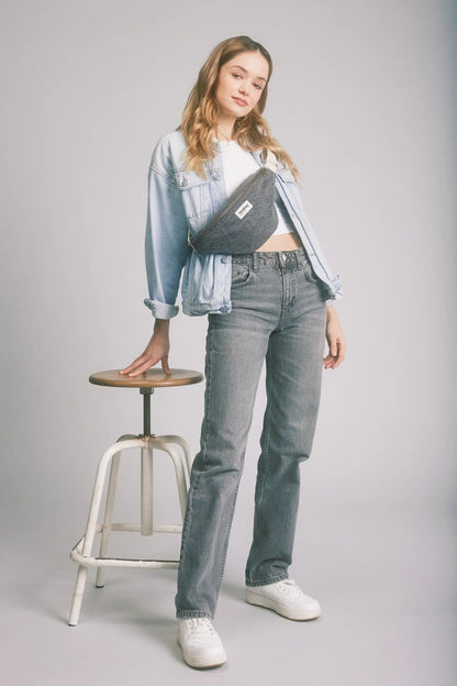 Olivia Denim Gray Belt Bag