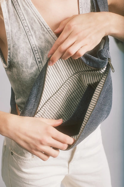 Belt bag L Sasha Denim Gray