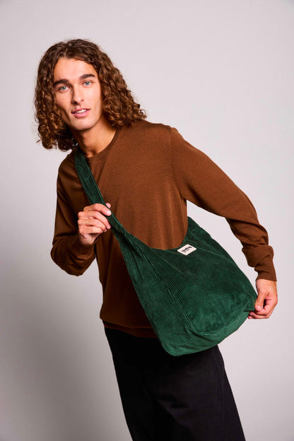 Claire Pine Green Corduroy Hobo Bag