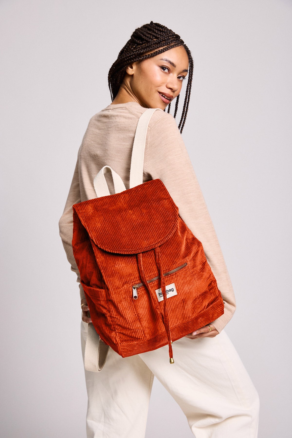 Eliot backpack in brick corduroy