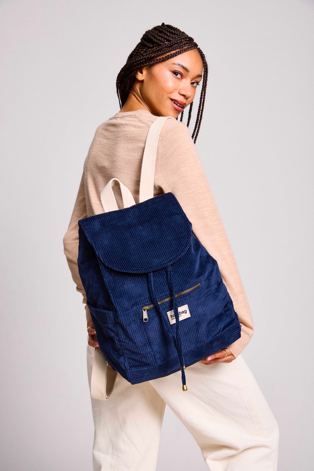 Eliot backpack in navy corduroy