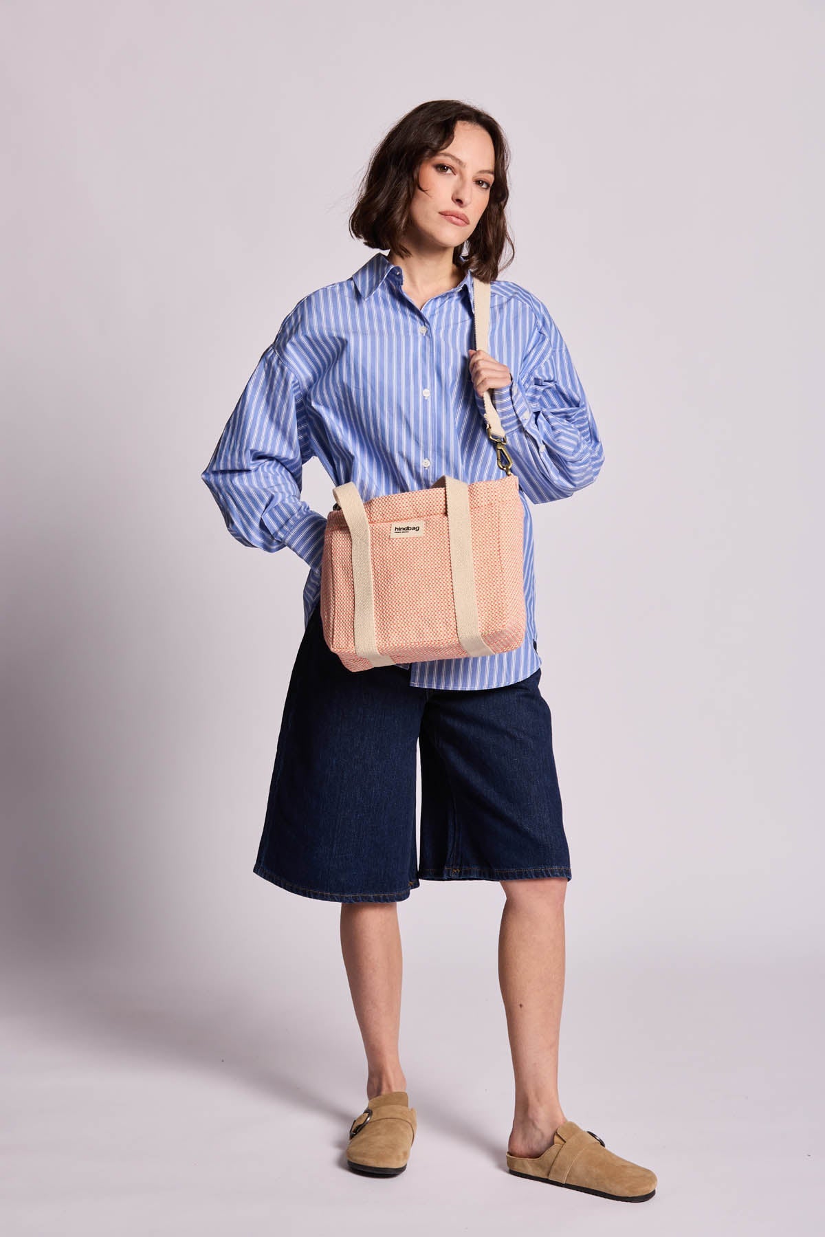 Louise coral woven fanny pack