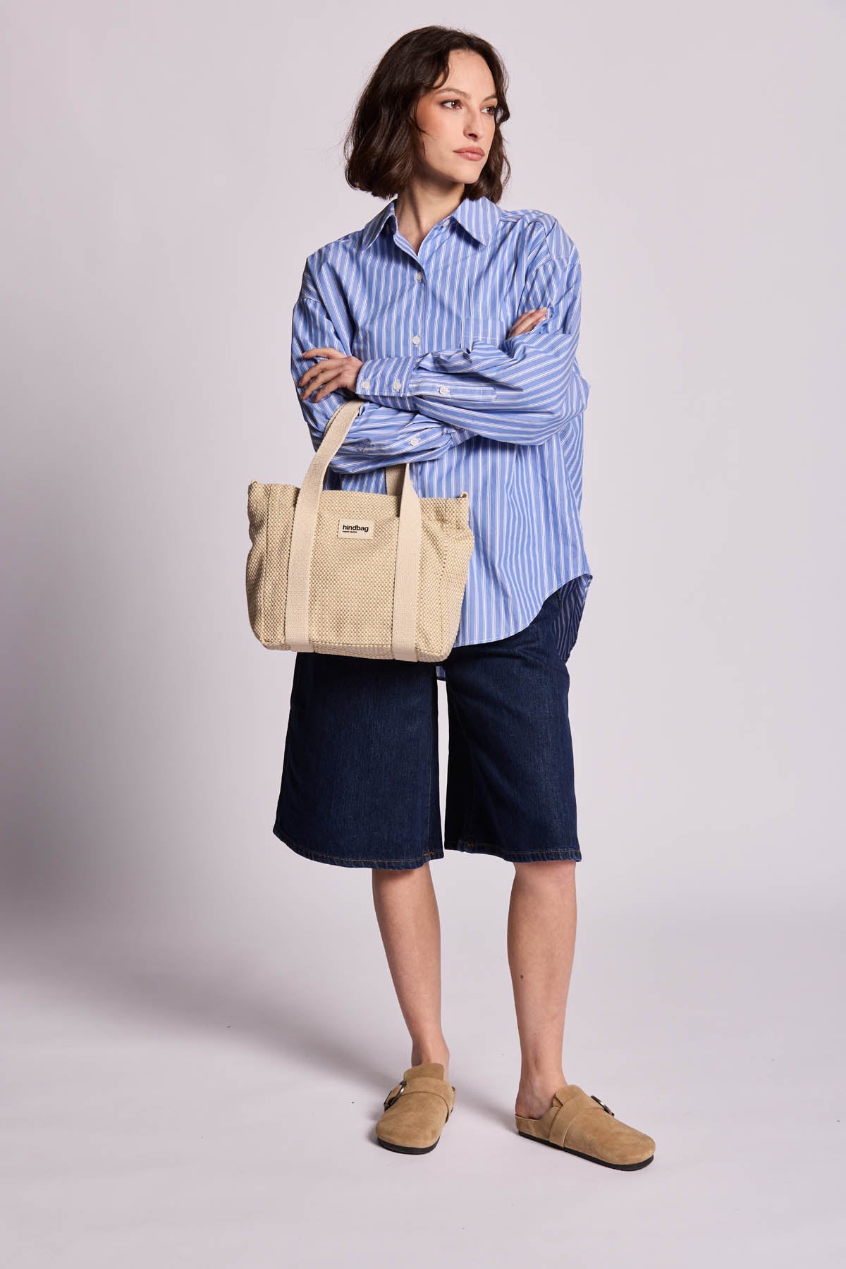Louise nude woven crossbody