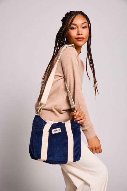 Louise Navy Corduroy Handbag