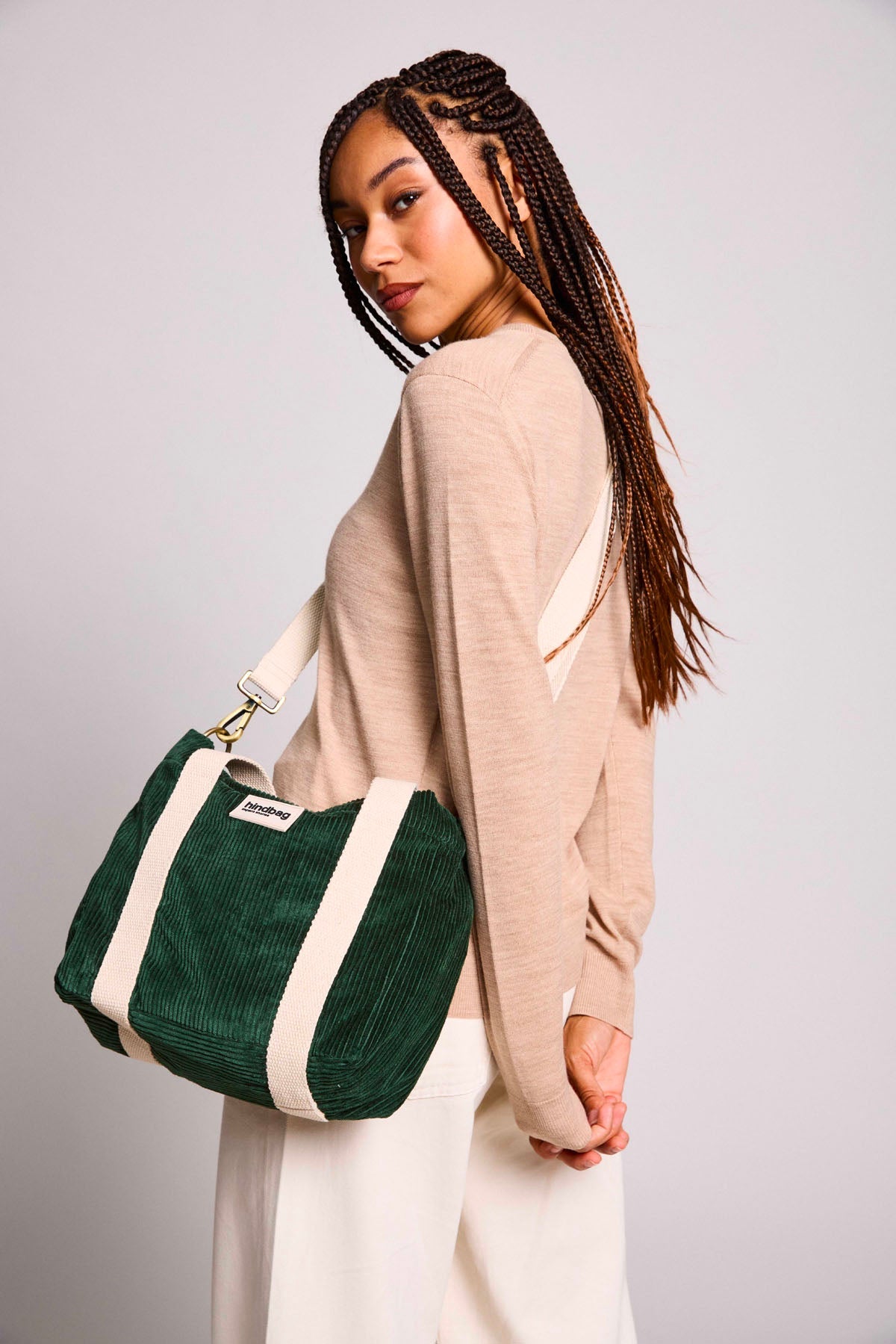 Louise Pine Green Corduroy Handbag