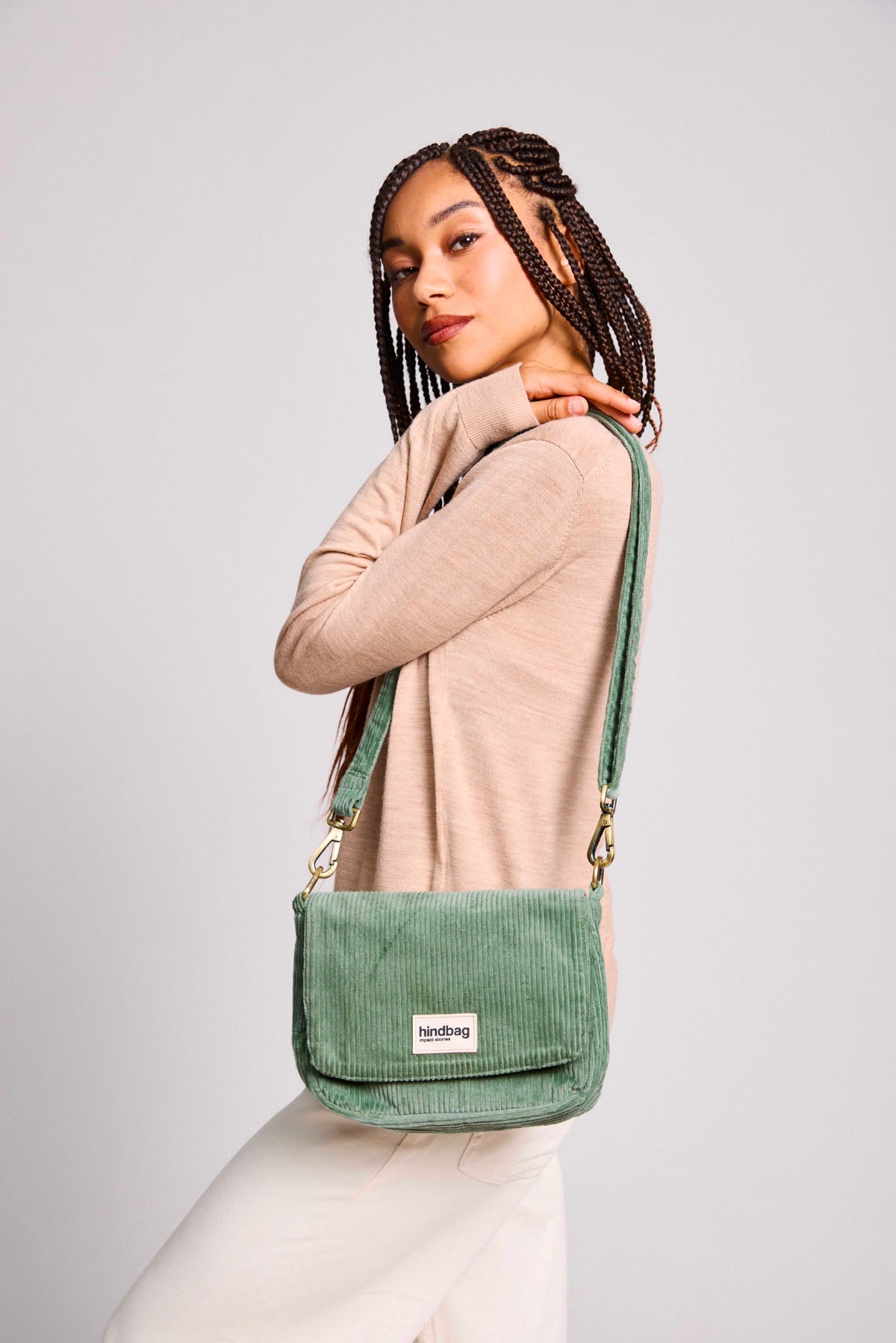 Margault Mint Green Corduroy Handbag