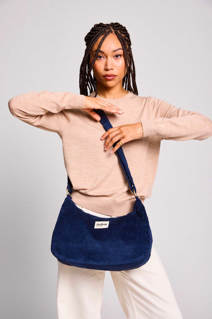 Rosa Navy Corduroy Bag