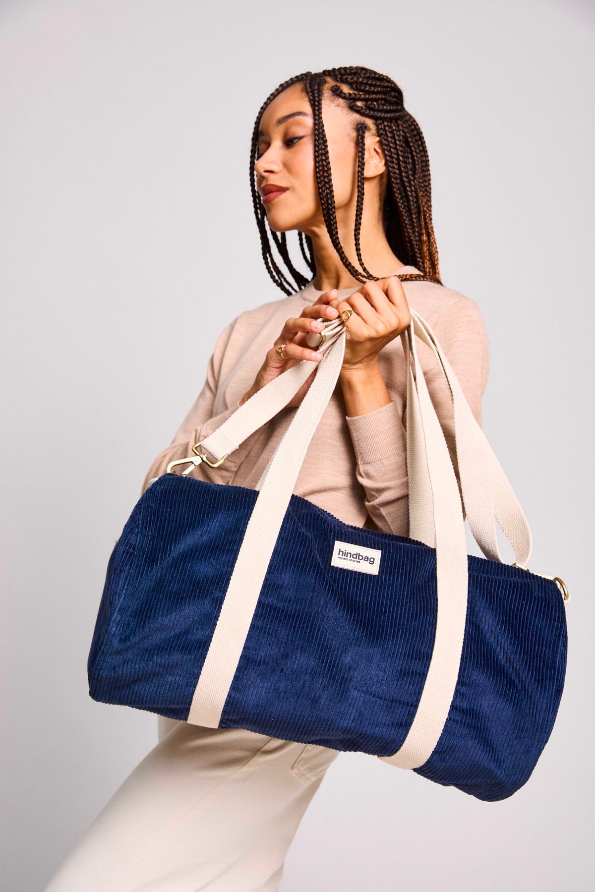 Simon duffel bag in navy corduroy