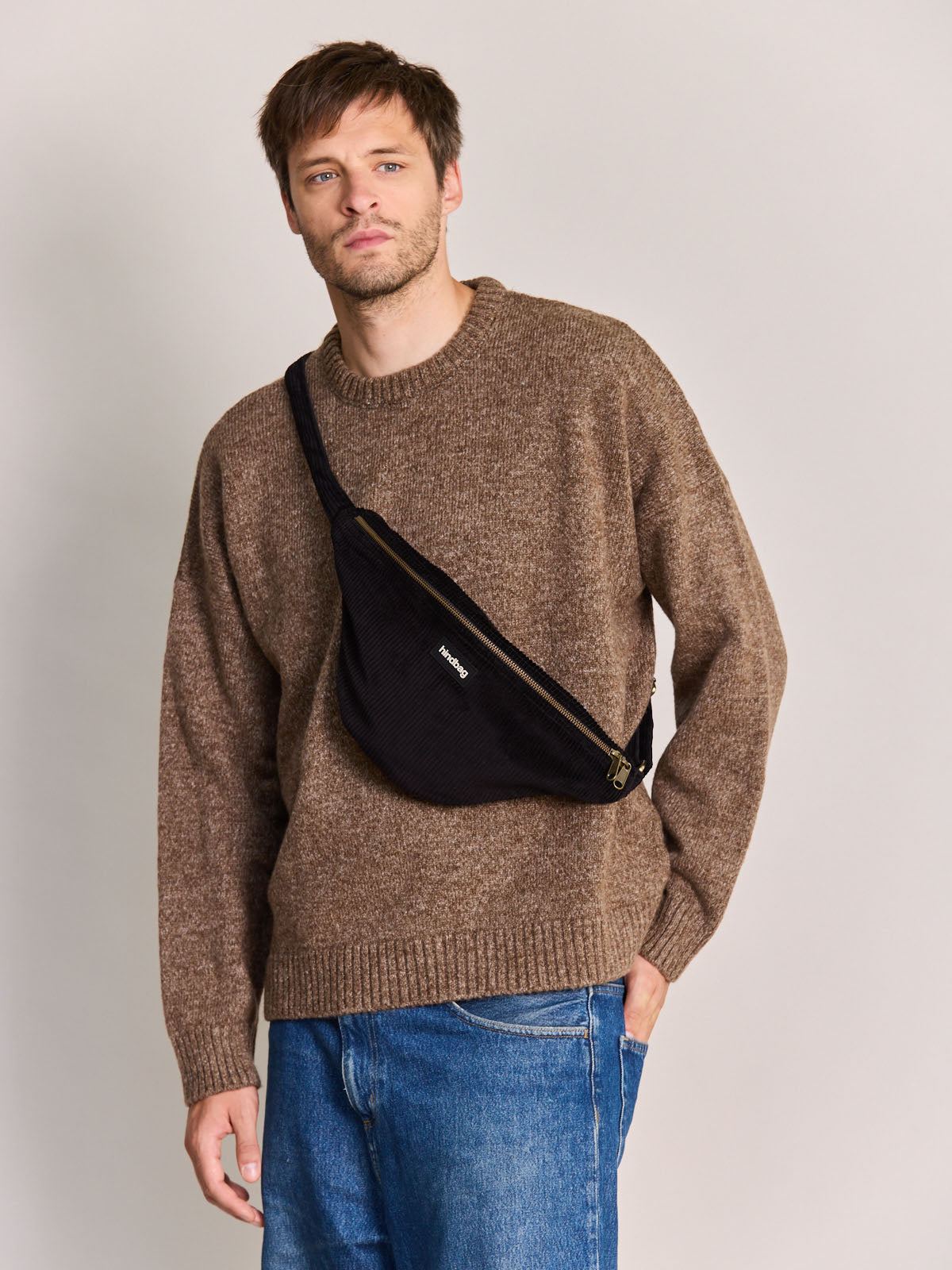 Sasha black corduroy Bum Bag
