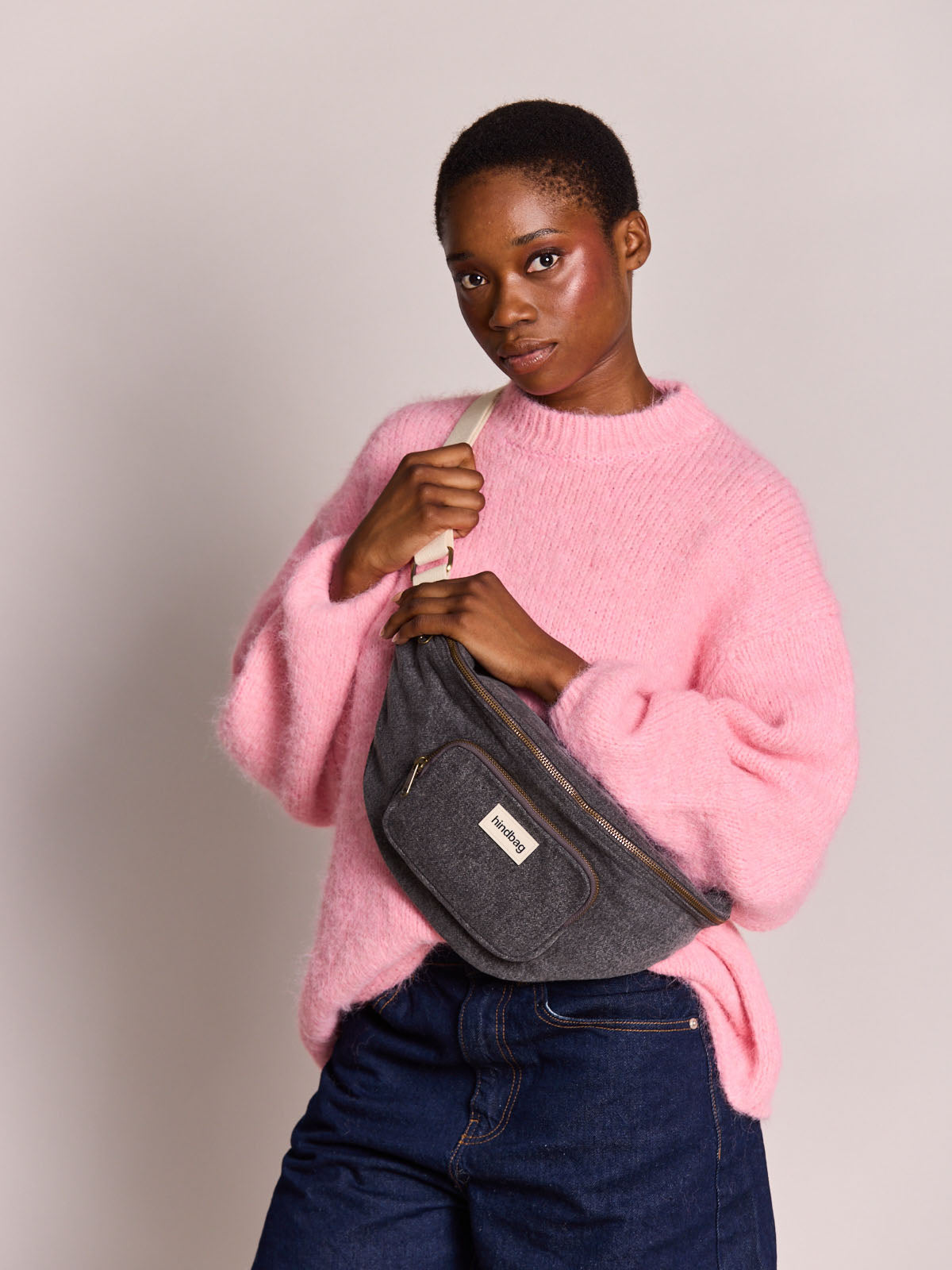 Sofia dark grey denim Bum bag