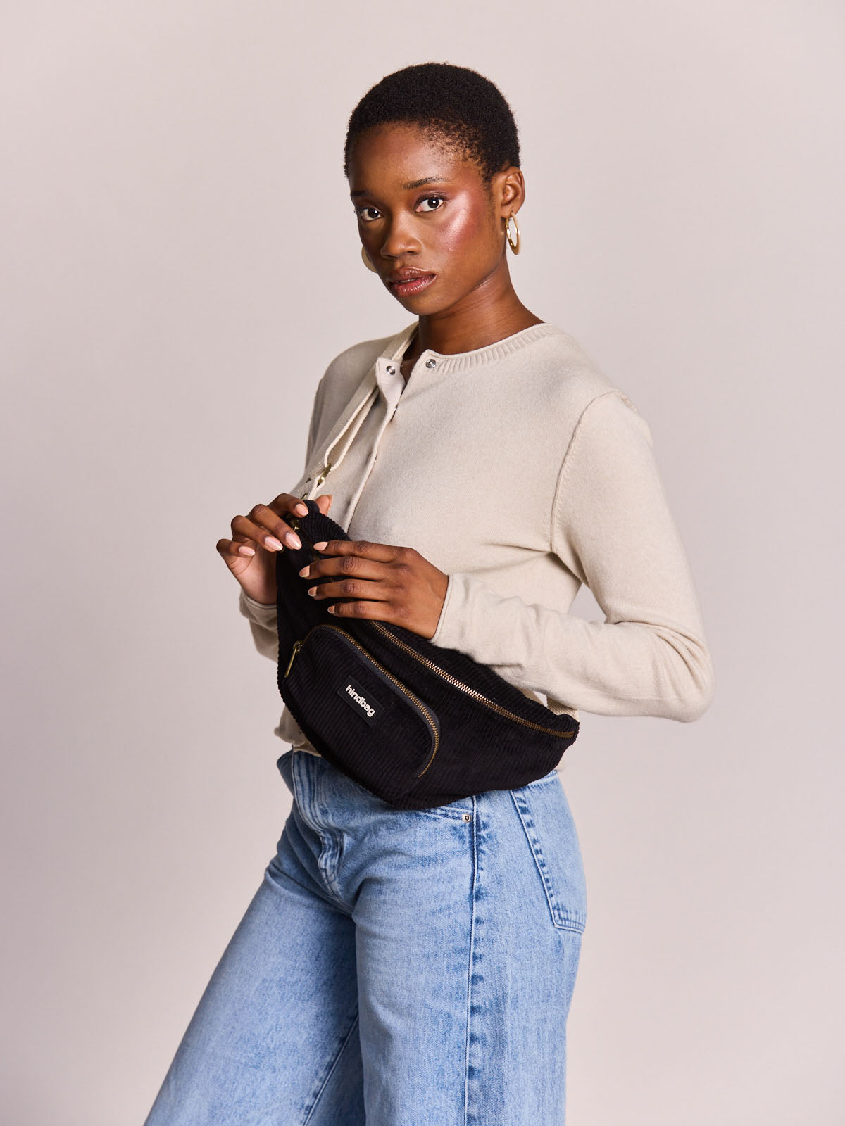 Sofia black corduroy Bum bag