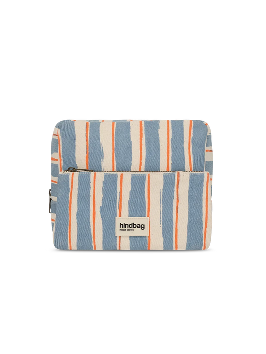 XL Toiletry Bag Alix Orange and Blue Stripes