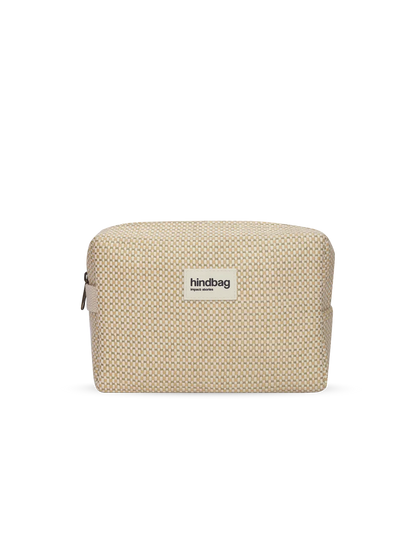Leon nude woven toiletry bag