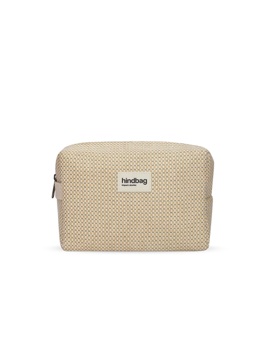 Leon nude woven toiletry bag