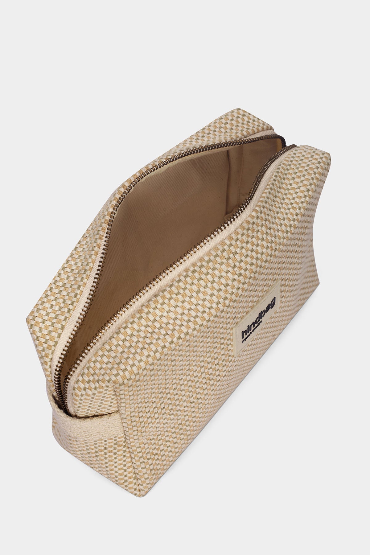 Leon nude woven toiletry bag