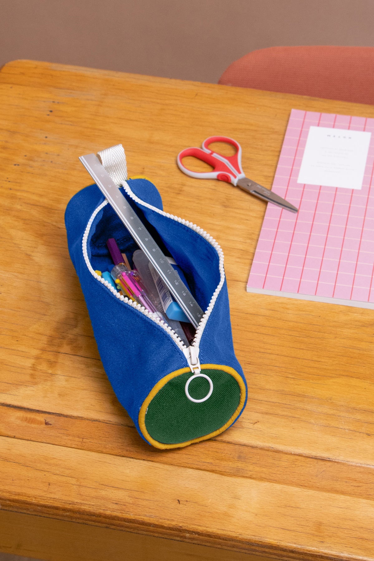 Mia Tricolor Electric Blue Pencil Case