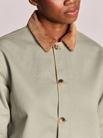 Unisex Clay green Marcel jacket with velvet collar