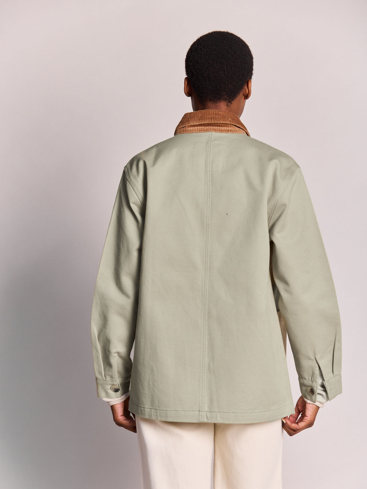 Unisex Clay green Marcel jacket with velvet collar