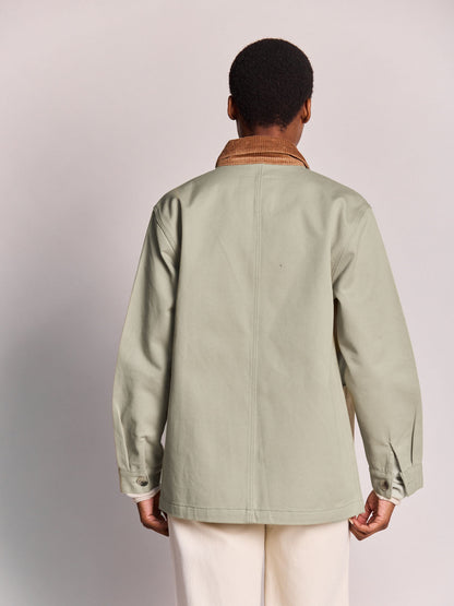 Unisex Clay green Marcel jacket with velvet collar