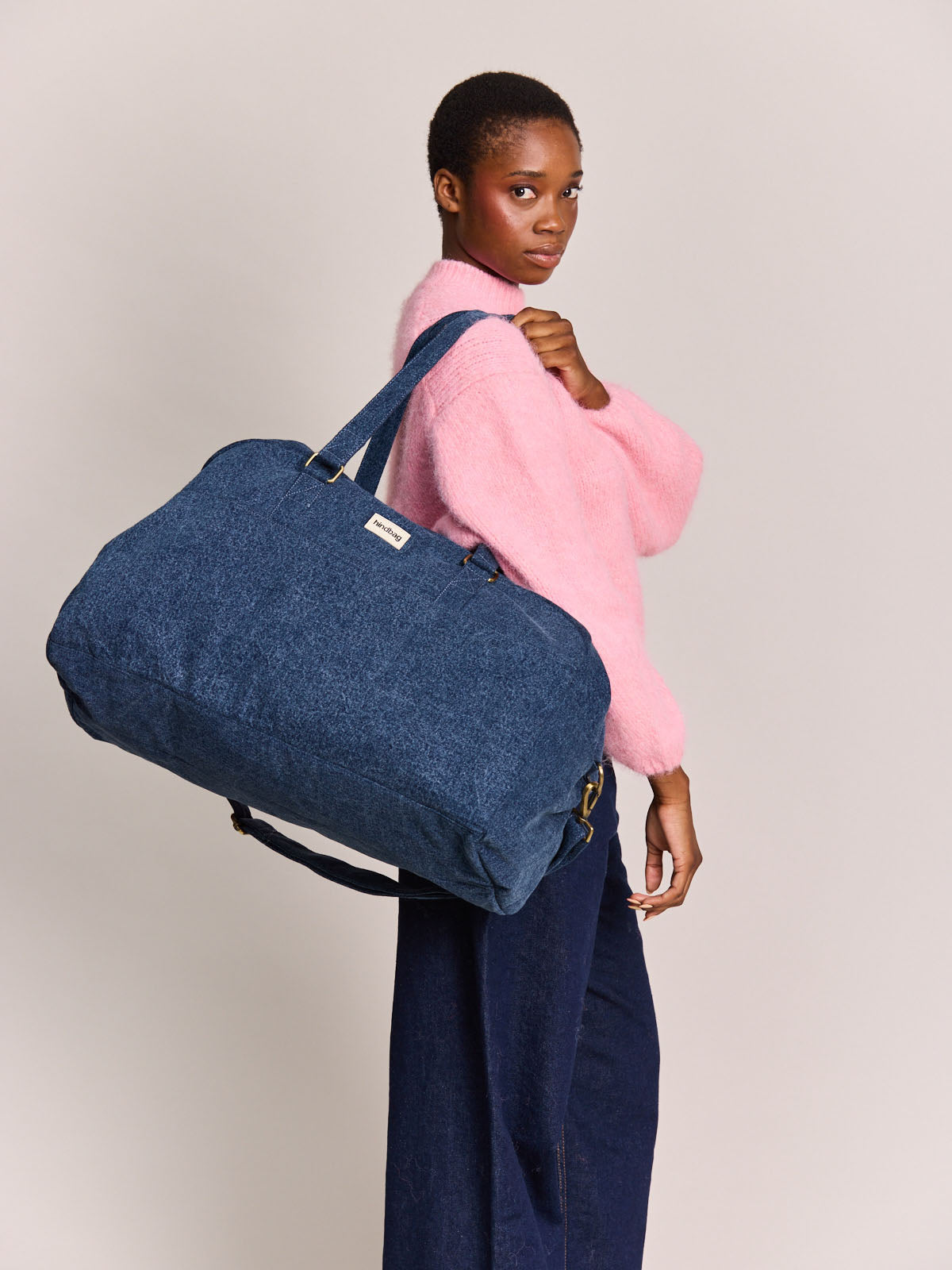 Yves dark blue denim travel Bag