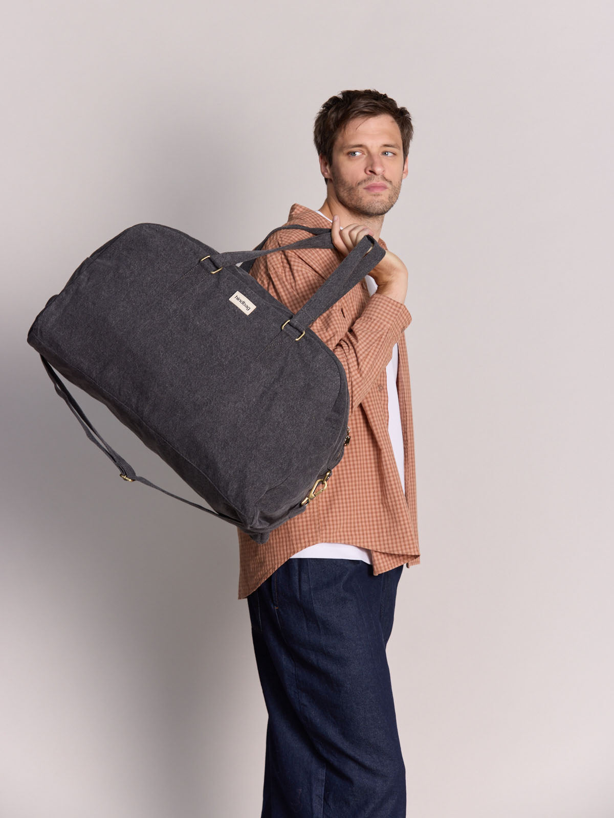 Yves dark grey denim travel Bag